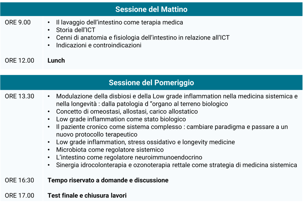 CORSO DI ALTA FORMAZIONE IDROCOLONTERAPIA