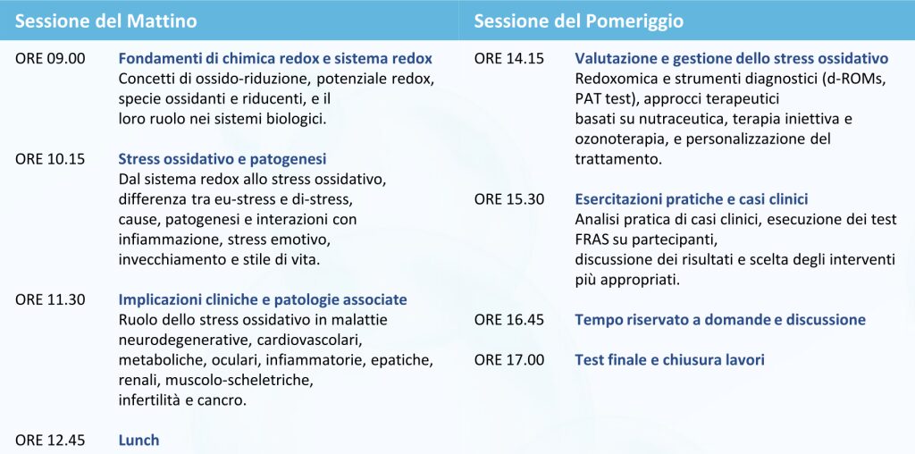 Corso Stress ossidativo - programma
